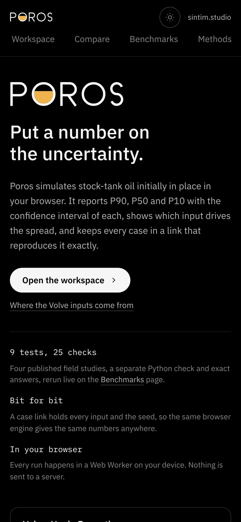 The Poros front page on a phone